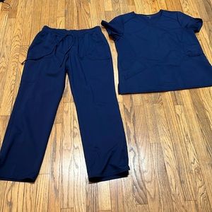 Scrubstar Women's Premium Collection V-Neck Scrub Set Top & Pants Blue Large